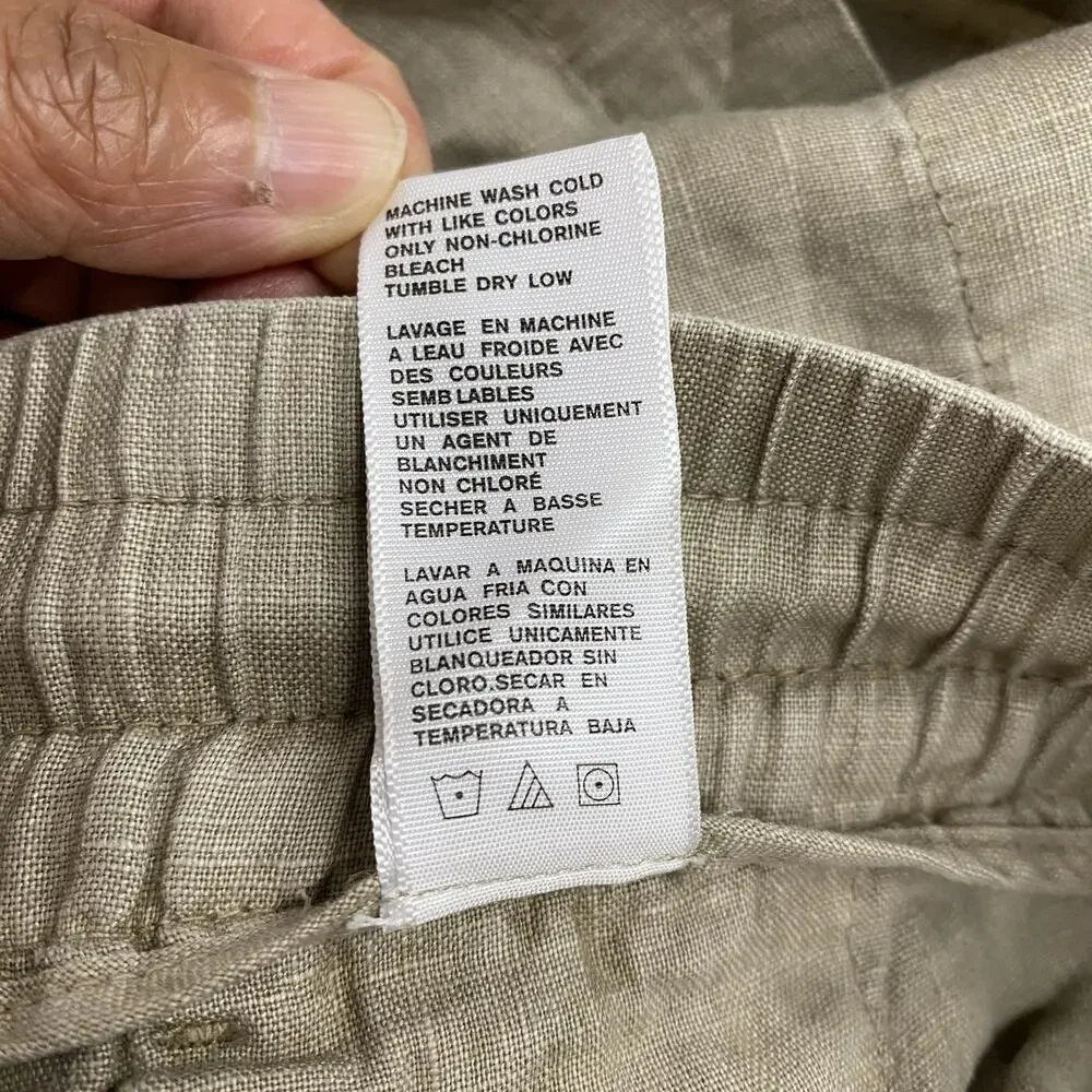 James Perse Men’s 100% Linen Drawstring Shorts Size 3 Beige Coastal Quiet Luxury